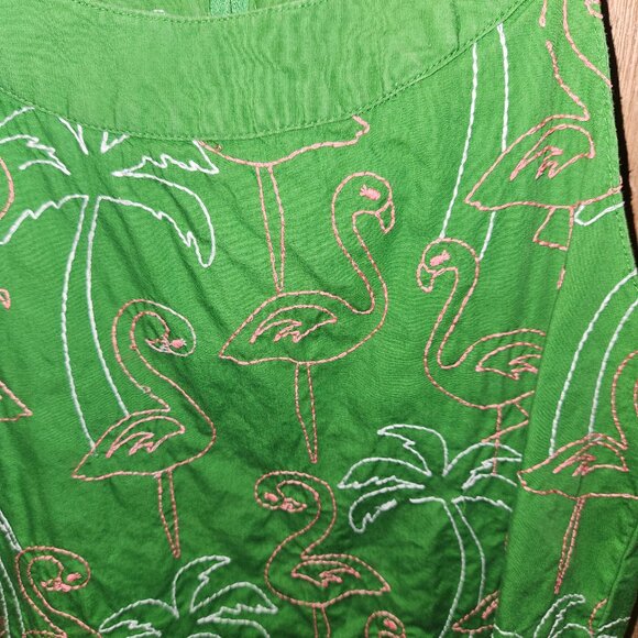 Gymboree Size 8 Sun Dress - Green Flamingos and Palms - Picture 3 of 4